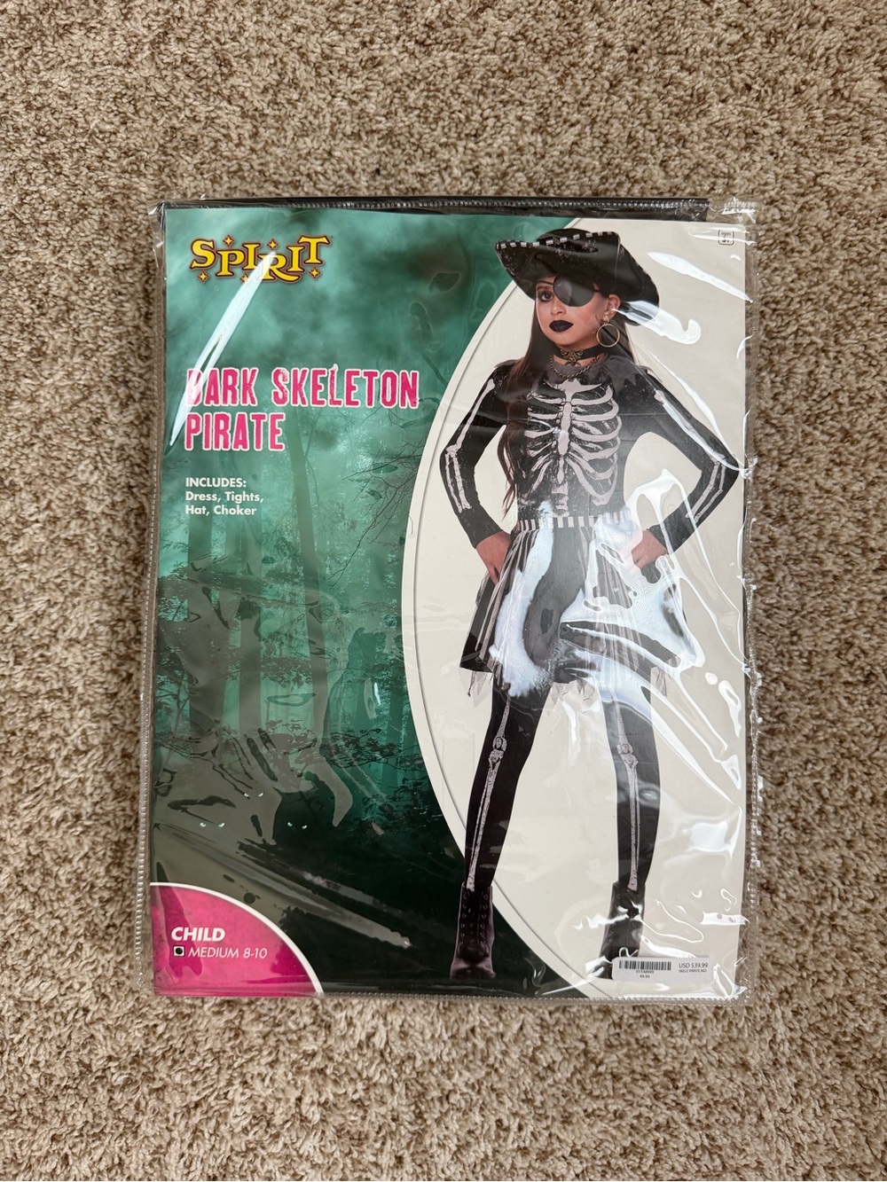 Spirit Dark Skeleton Pirate Kids Costume - Black & White